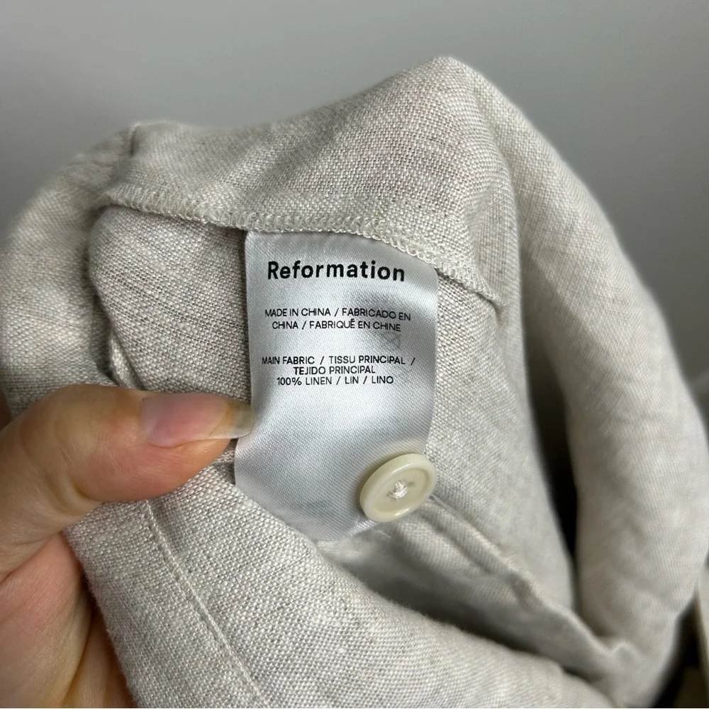NEW Reformation Alex 100% Linen Trouser Pant In Oatmeal Size 12